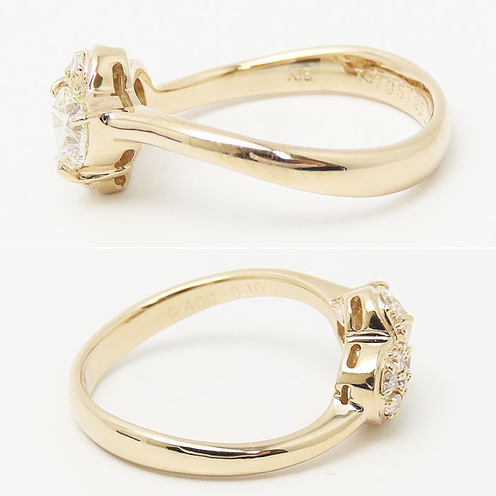 ハート モチーフ ダイヤモンド リング 12号 3.7g ハートダイヤ 0.40ct 
