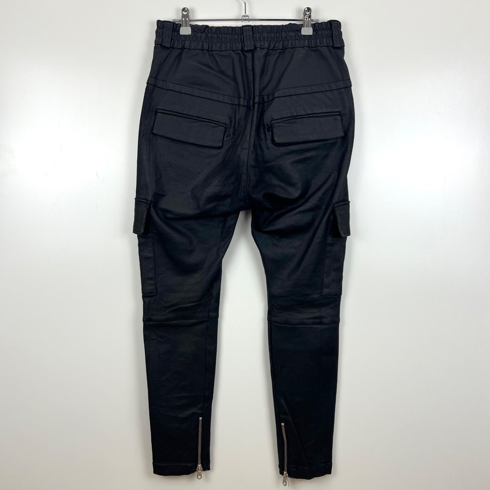NO ID コーティング サルエル スキニー カーゴパンツ ブラック Y2K NO ID コーティング サルエル スキニー カーゴパンツ ブラック Y2K