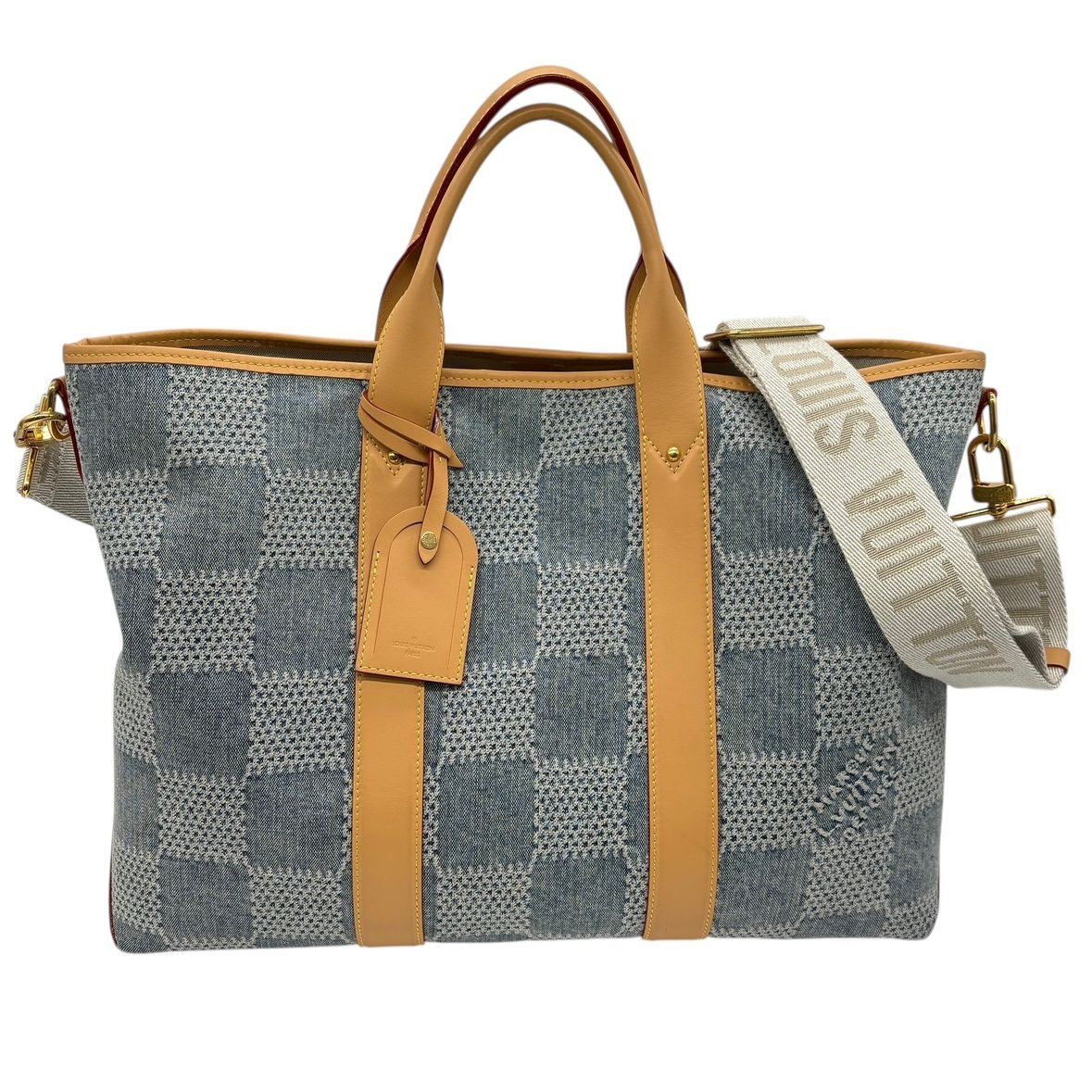 ♪3751 ルイヴィトン ショルダーバッグ ダミエ デニム 3 D ウィークエンド トート N 40702 LV ショルダー LOUIS VUITTON