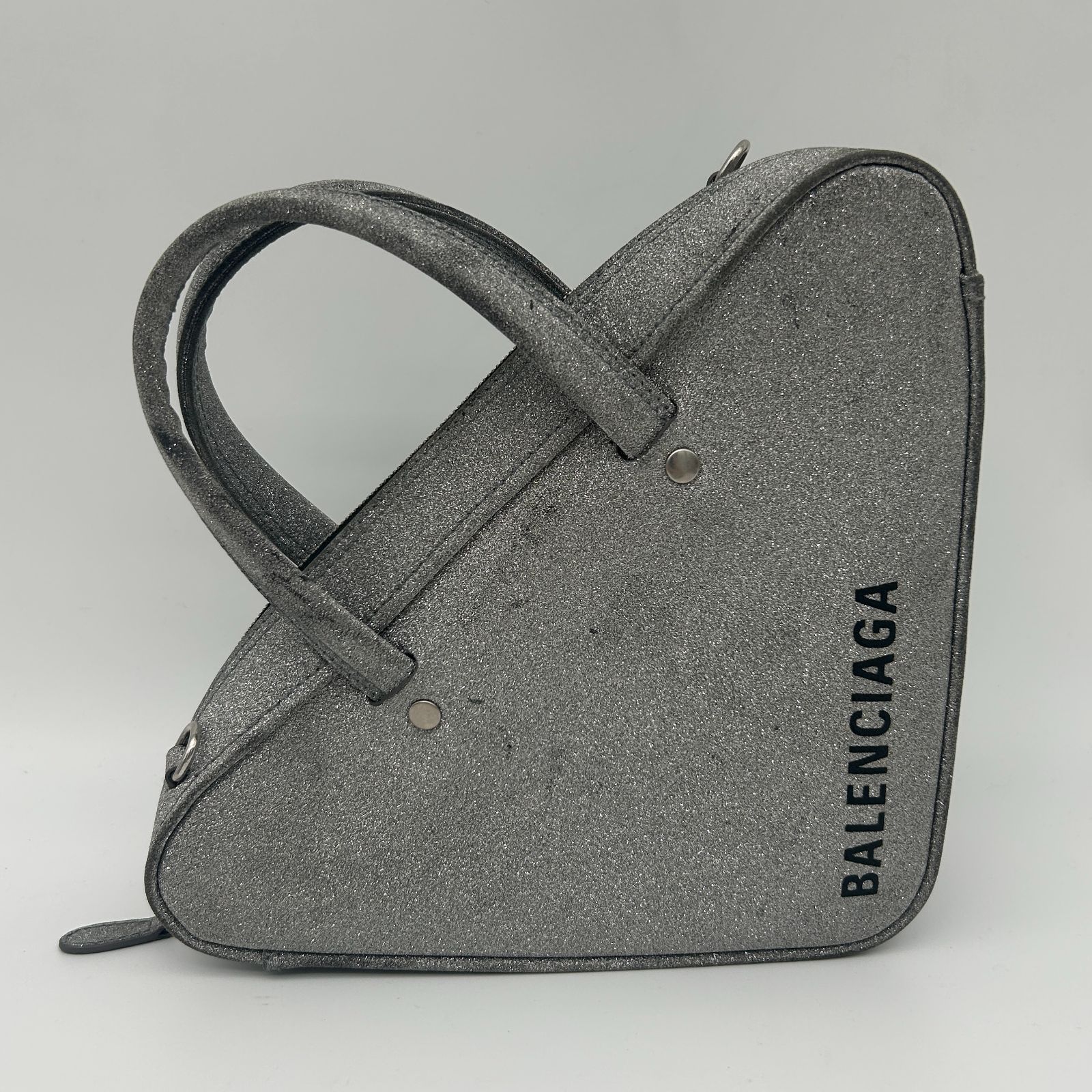 BALENCIAGA バレンシアガ シルバーグリッター ショルダーバッグ