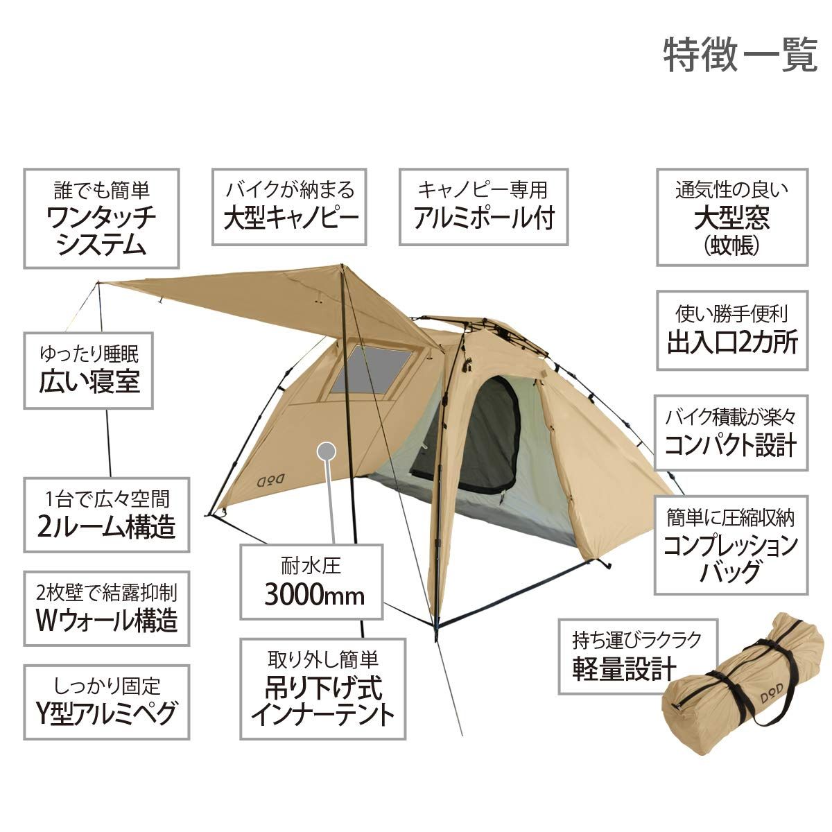 DOD(ディーオーディー) ライダーズバイクインテント 【ツーリング仕様