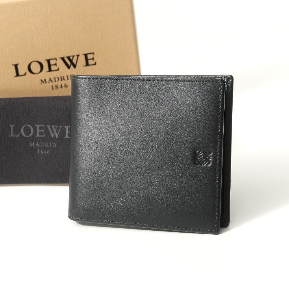 □美品□LOEWE ロエベ 二つ折り財布 アナグラム レザー ウォレット