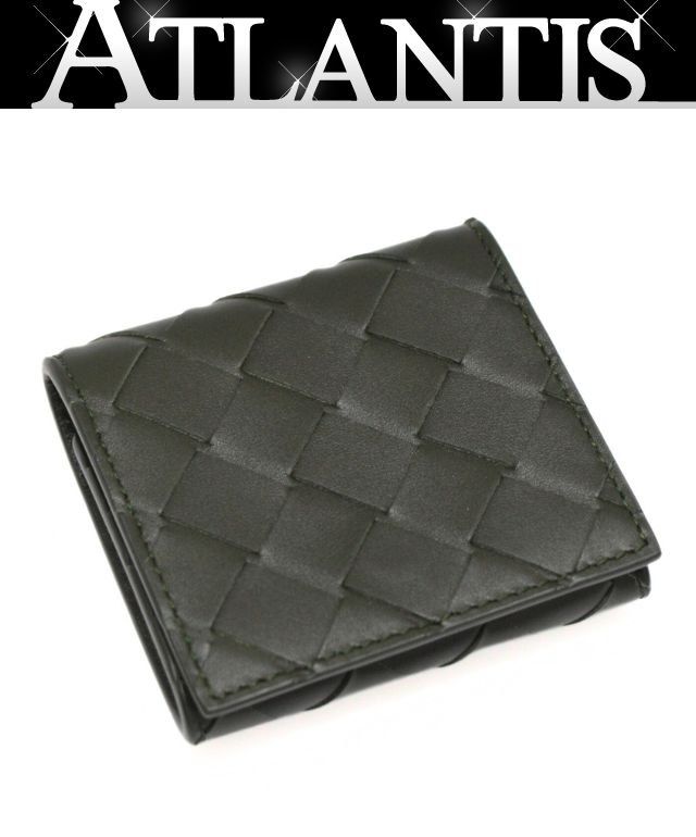 ボッテガ ヴェネタ BOTTEGA VENETA イントレチャート スクエア コインケース 小銭入れ レザー モスグリーン 73222