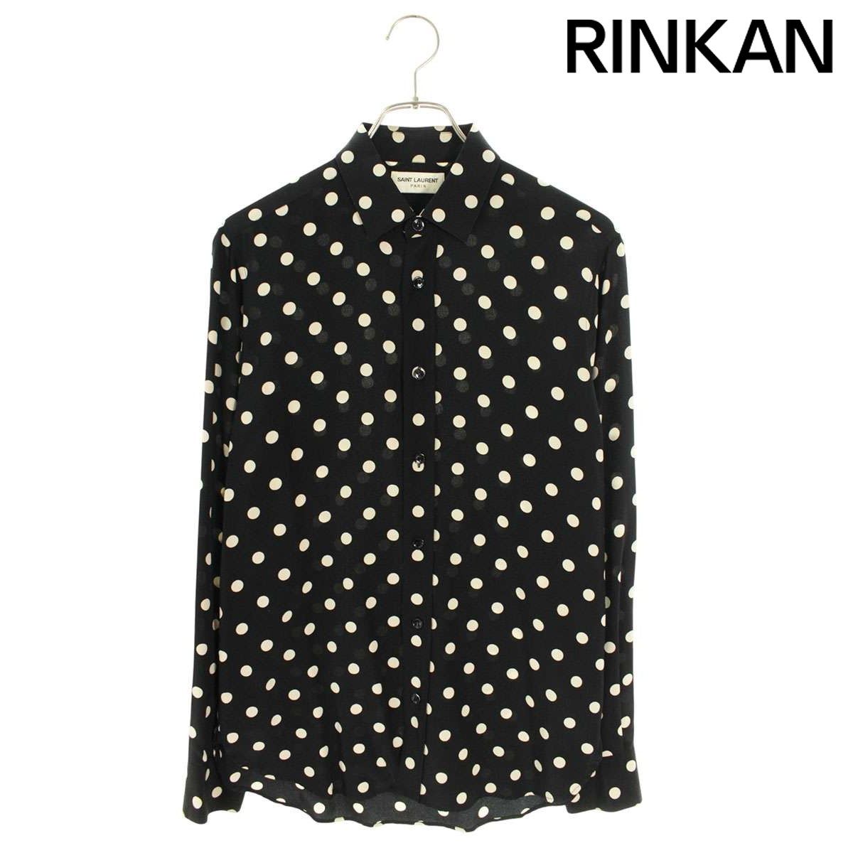 サンローランパリ 16 SS 376916 Y 779 J ポルカドット長袖シャツ メンズ 37
