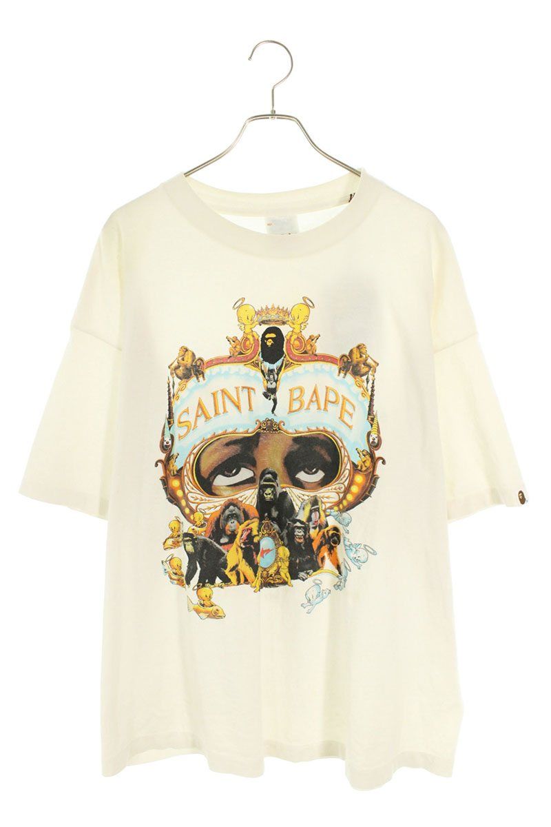 セントマイケル ×アベイシングエイプ A BATHING APE 25 AW SM-HR 1-0000-C 36 ヴィンテージ加工Tシャツ メンズ 2 XL