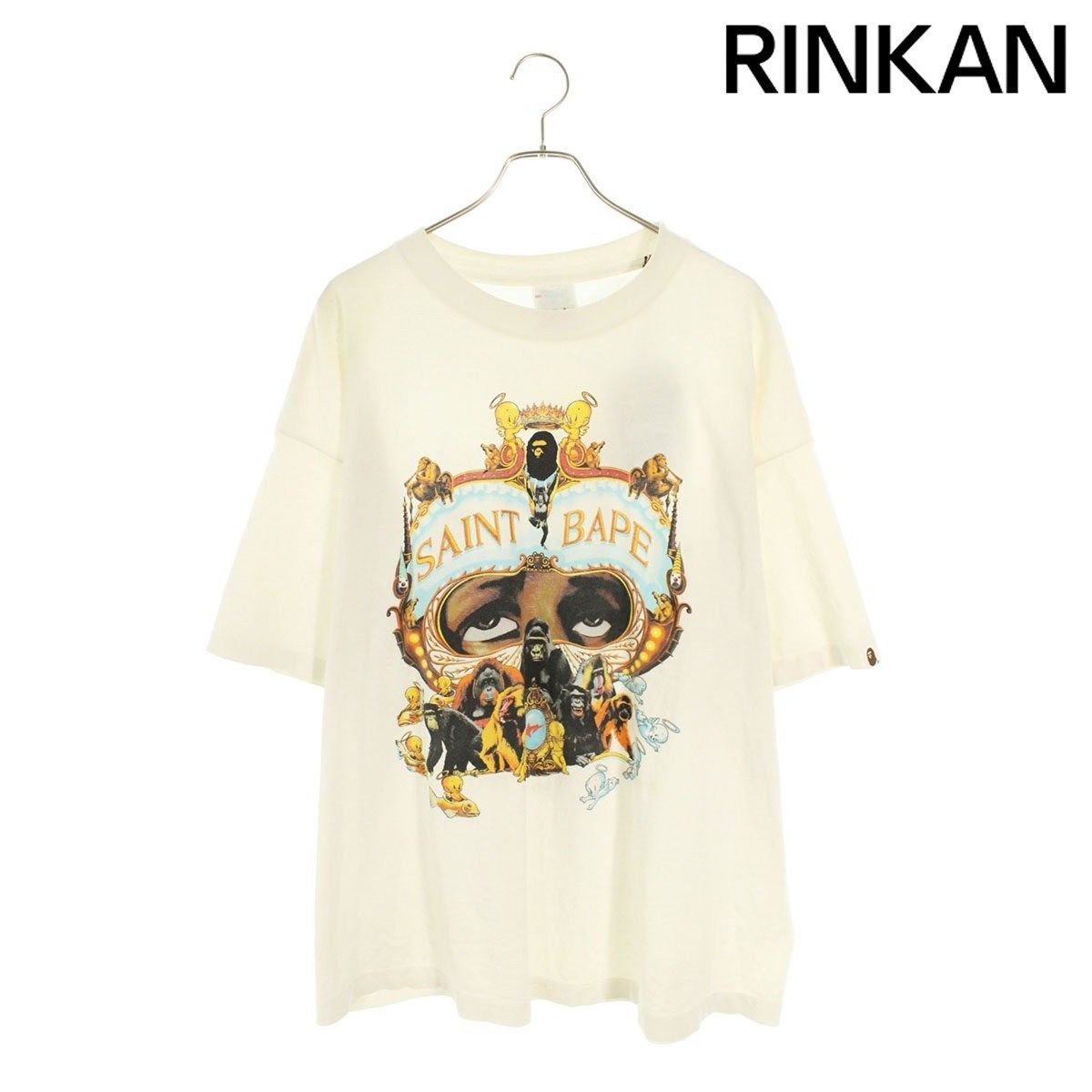 セントマイケル ×アベイシングエイプ A BATHING APE 25 AW SM-HR 1-0000-C 36 ヴィンテージ加工Tシャツ メンズ 2 XL