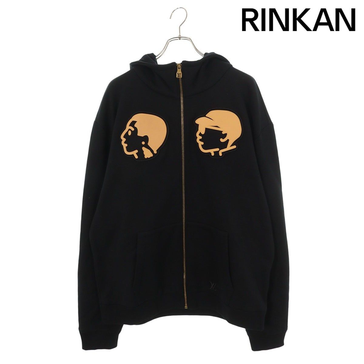 ルイヴィトン 25 AW RM 252 M IHN HTY 70 W フェイスレザーパッチロゴ刺繍ジップアップパーカー メンズ 5 L