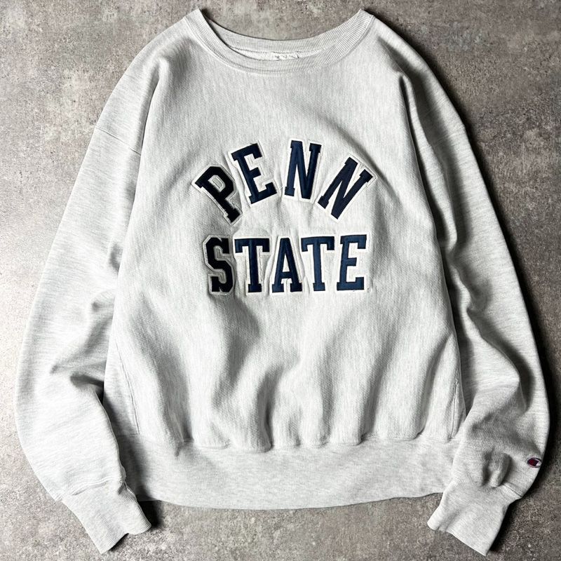 90s Champion 2段 カレッジ パッチ 刺繍 リバースウィーブ スウェット