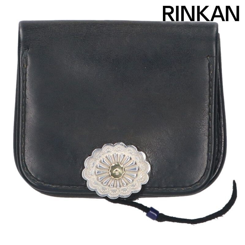 ゴローズ 角型 黒 GC-03|金メタル付きフラワーコンチョコインケース メンズ