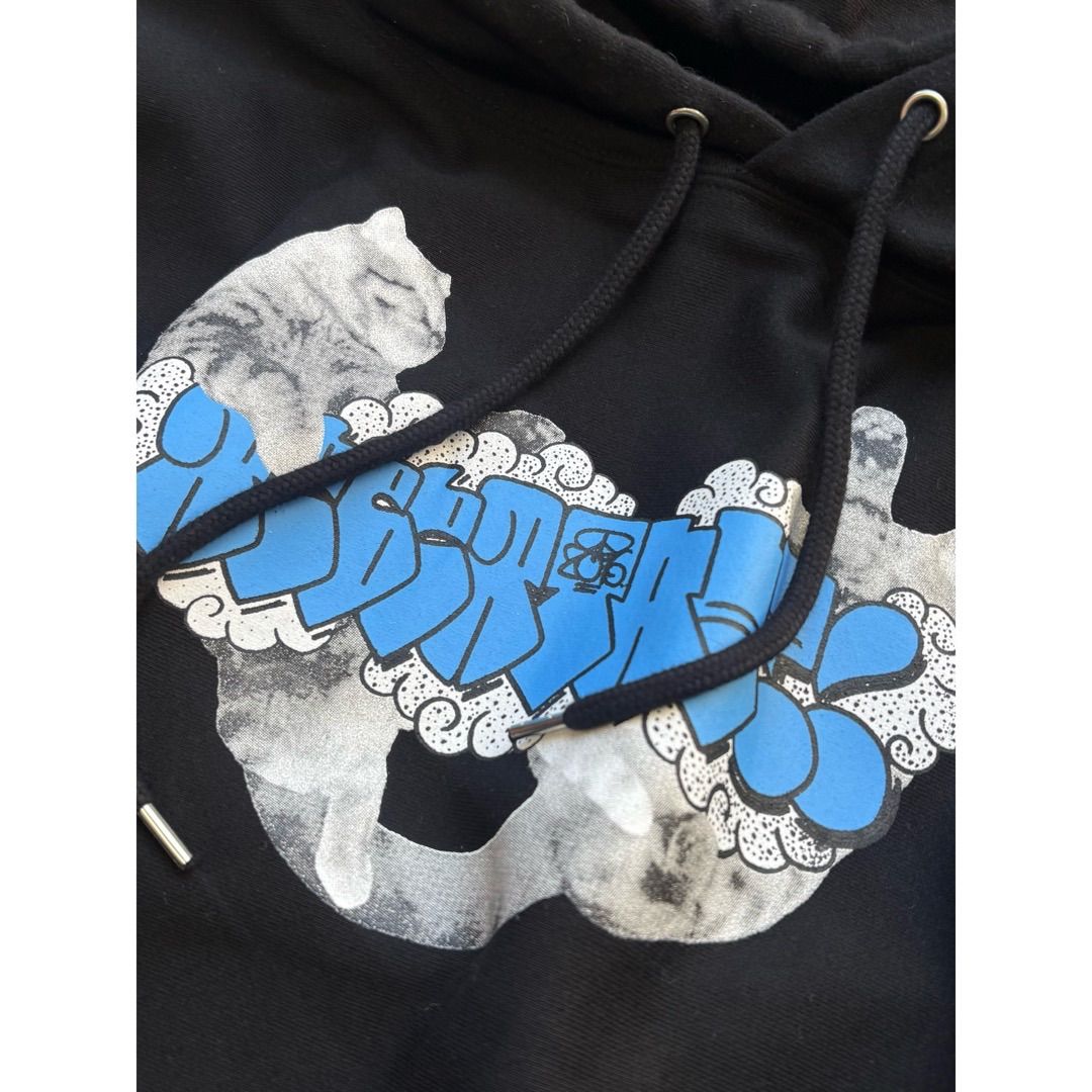 REBERTAS リベルタス 猫プリント パーカー スウェット ブラック 黒色 タグ付き