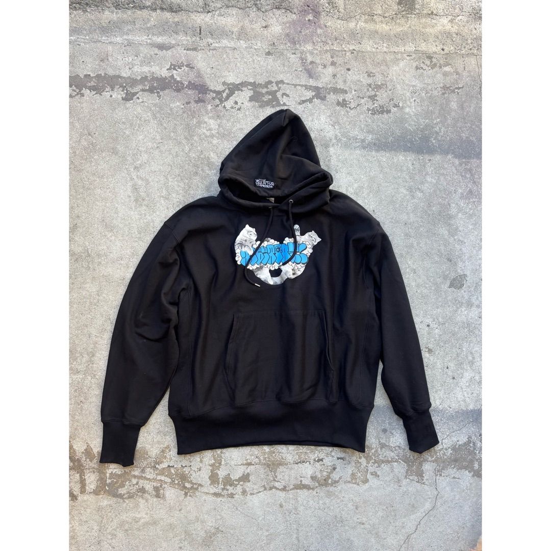 REBERTAS リベルタス 猫プリント パーカー スウェット ブラック 黒色 タグ付き