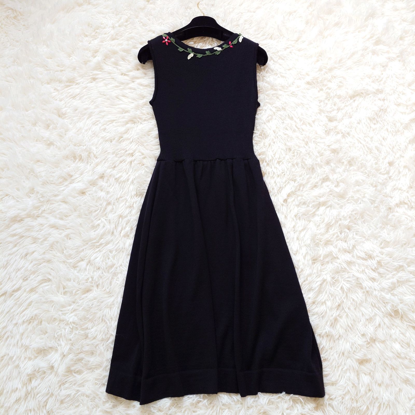 ルネ Rene ニット ワンピース ノースリーブ フレア 花柄 フラワー