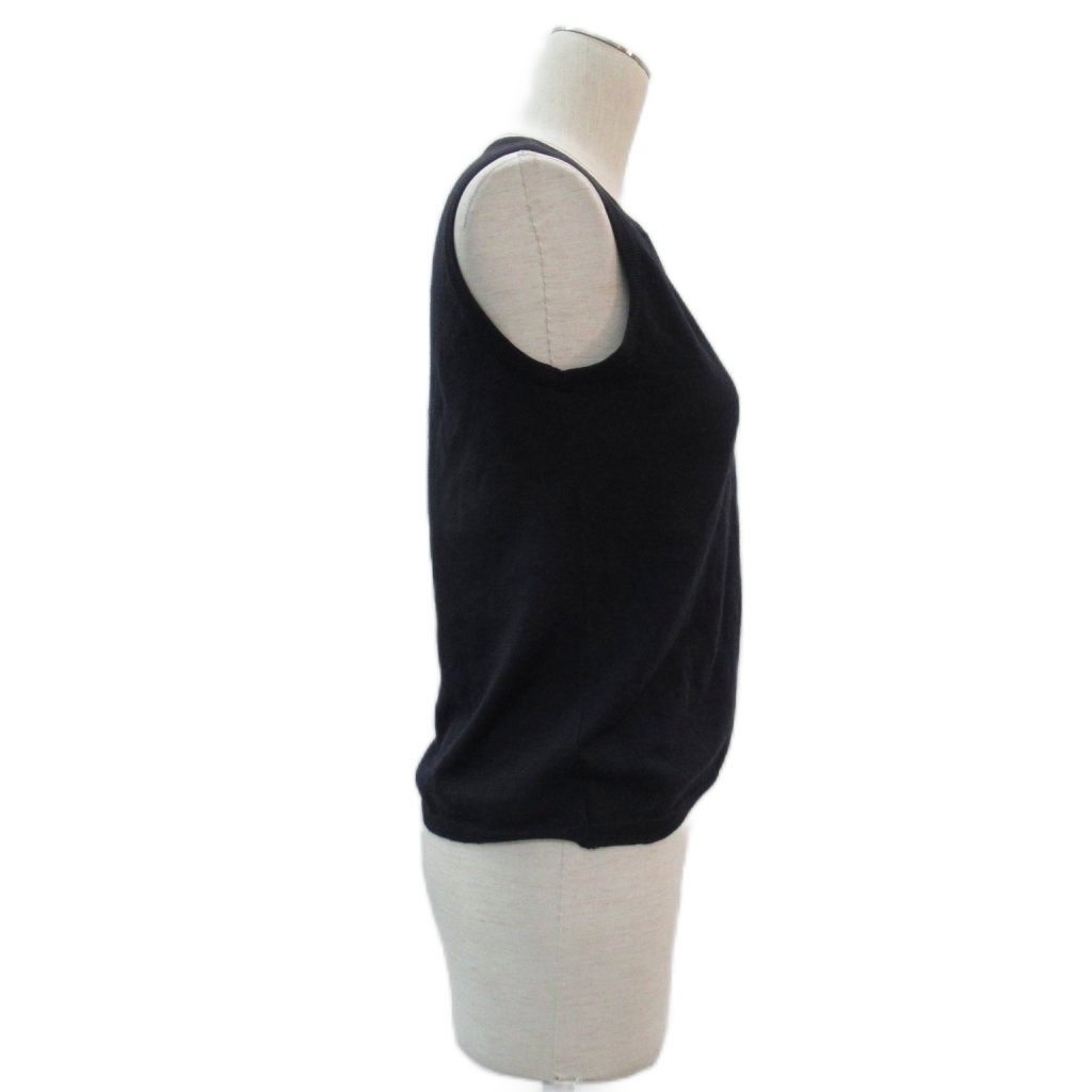 【中古】ヴァレンティノ ヴァレンチノ  VALENTINO 美品 ノースリーブ ニット カットソー S ネイビー 紺 茶 総柄 正規 ヴァレンティノ ヴァレンチノ VALENTINO ニット カットソー