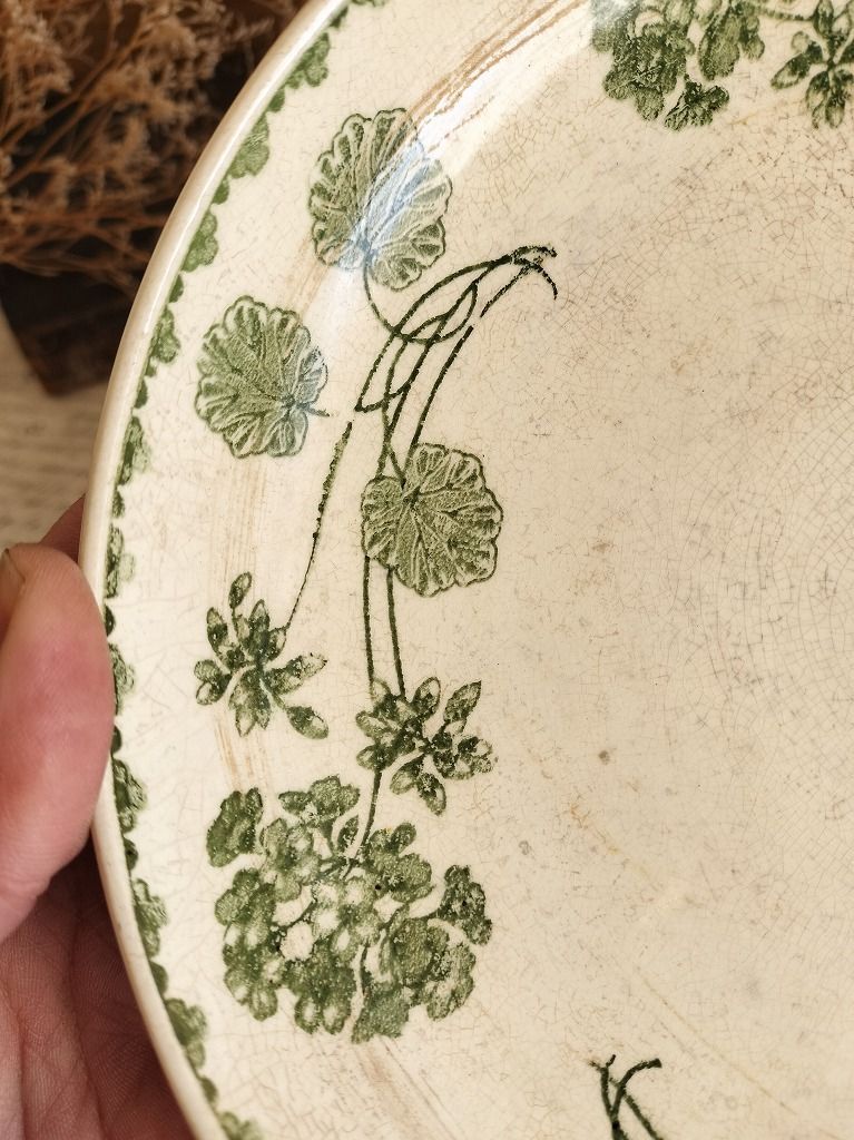 フランス アンティーク 絵つき Geranium サルグミンヌ コンポティエ