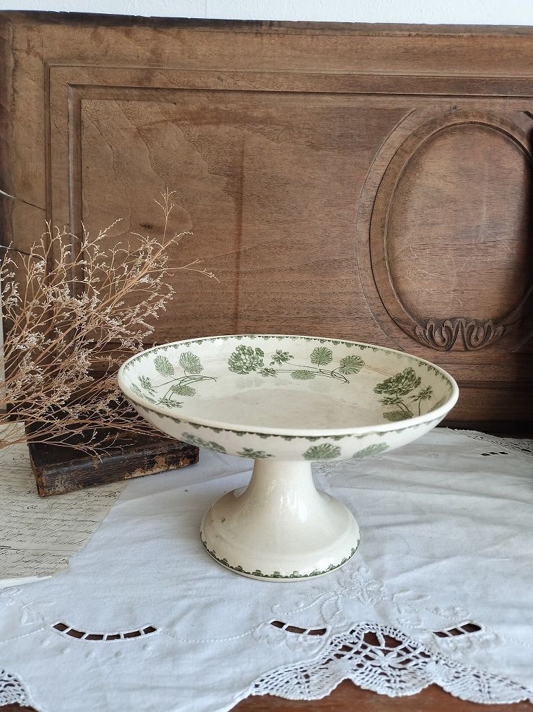 ★レア サルグミンヌ BERTHA コンポティエ /フランスアンティーク フランス アンティーク 絵つき Geranium サルグミンヌ コンポティエ