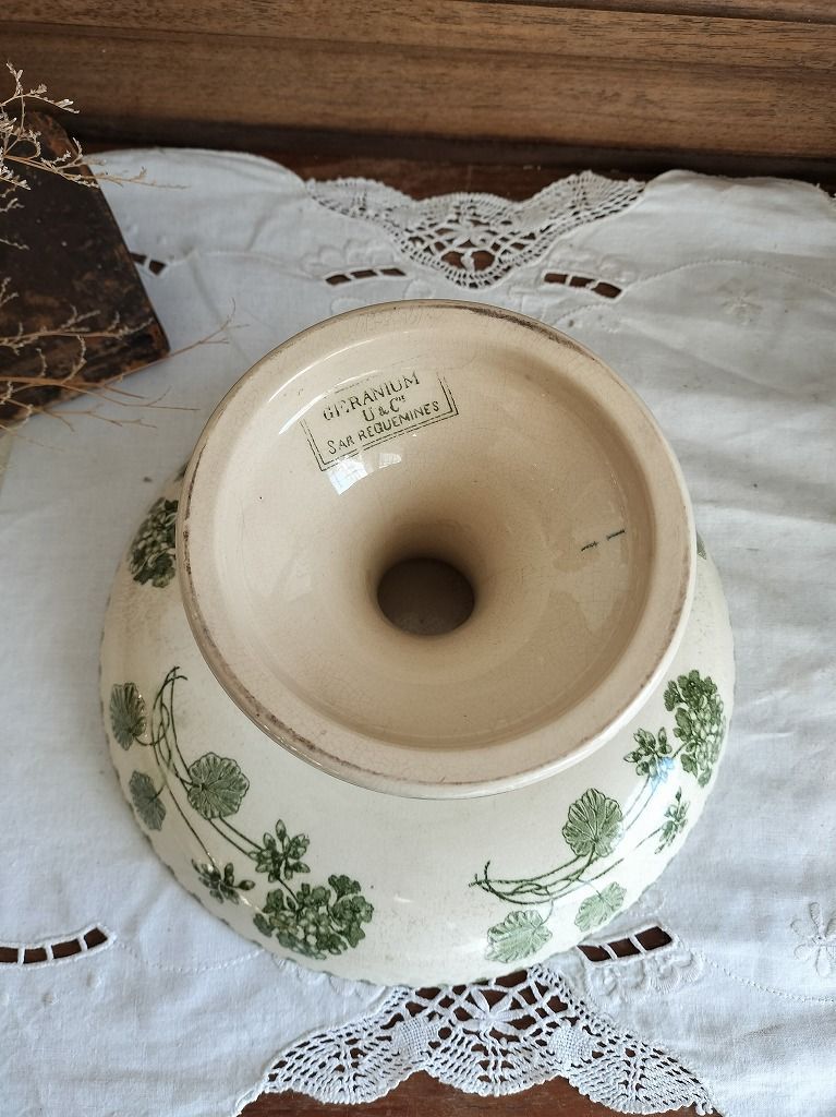 フランス アンティーク 絵つき Geranium サルグミンヌ コンポティエ