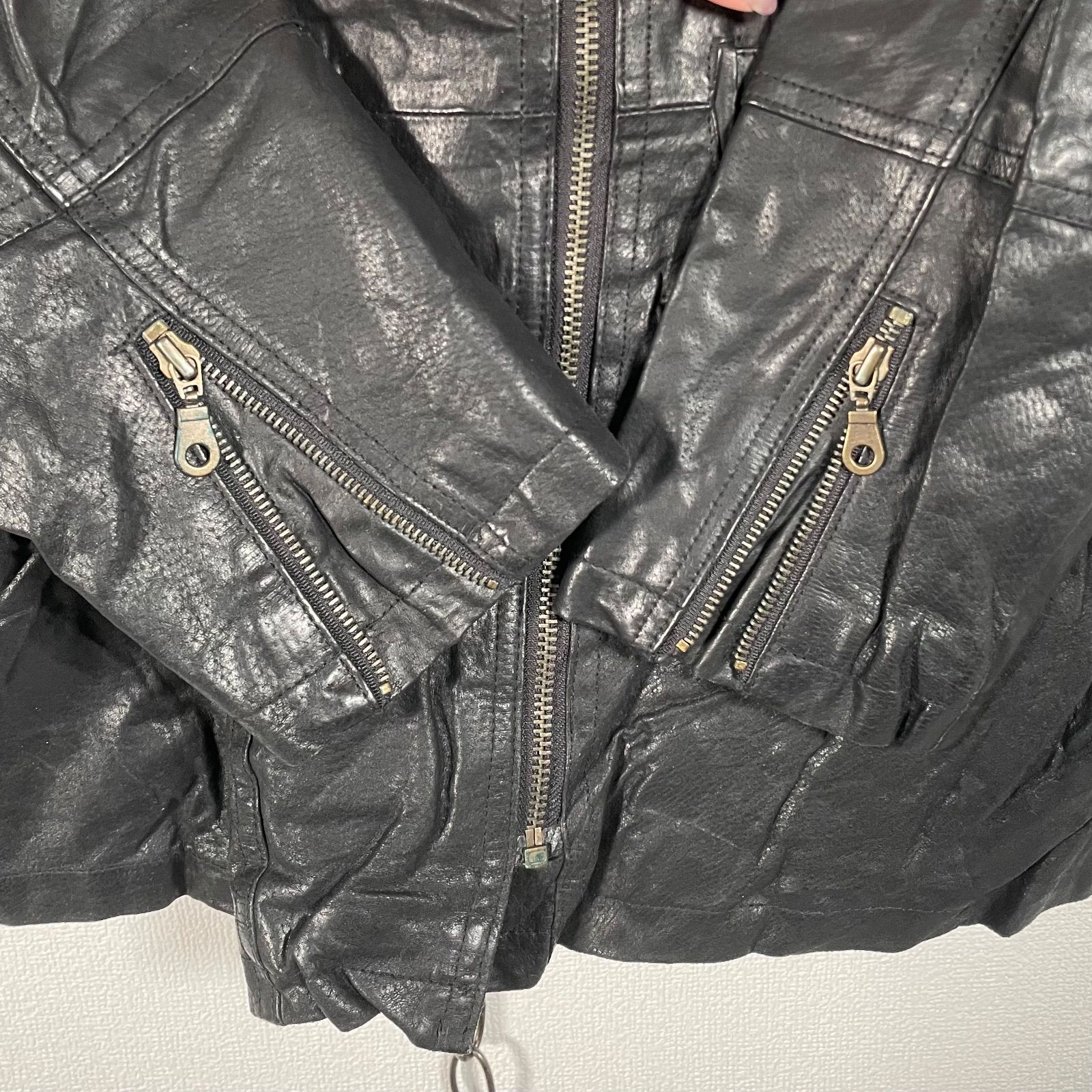 80s Euro Vintage genuine leather saki leather レザージャケット