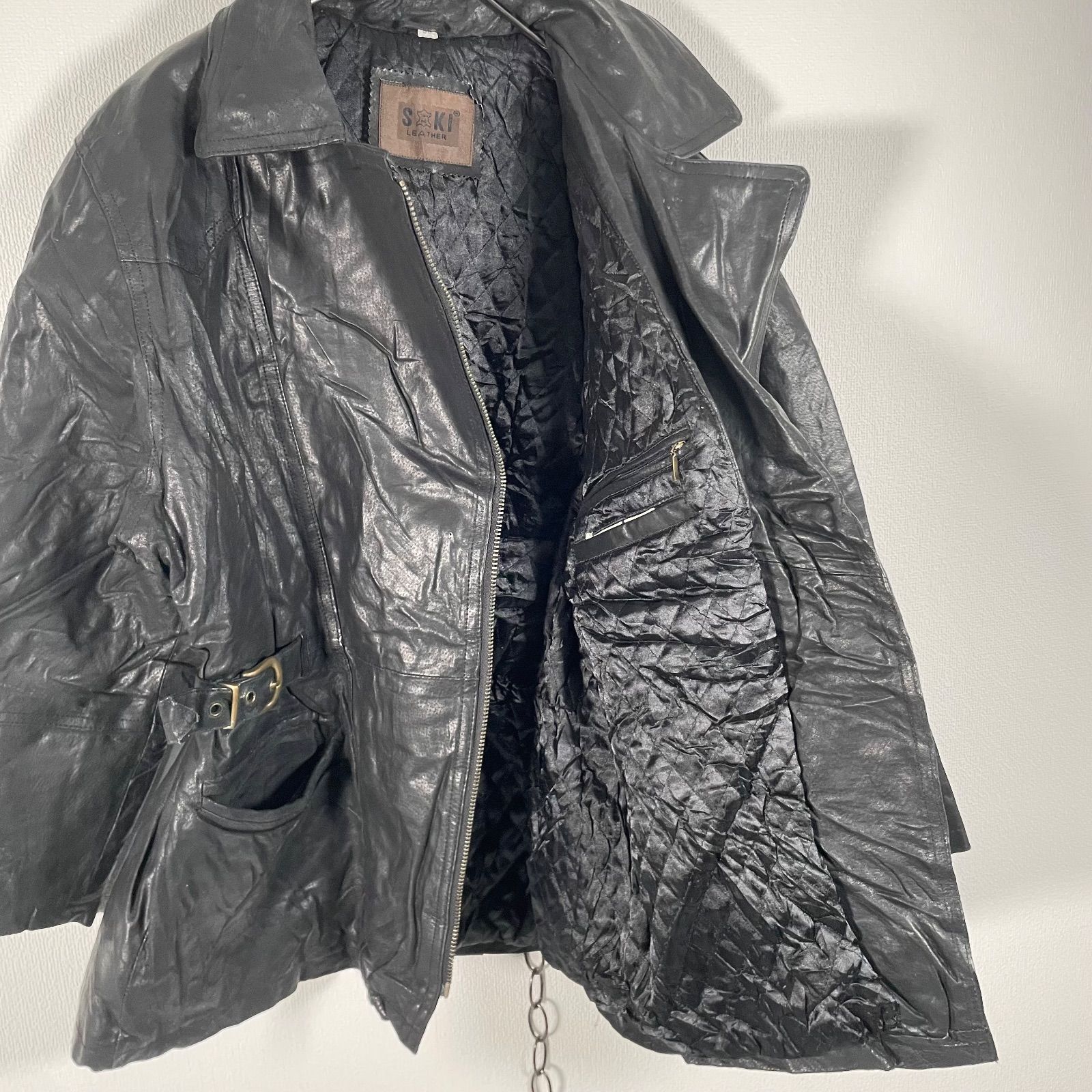 80s Euro Vintage genuine leather saki leather レザージャケット