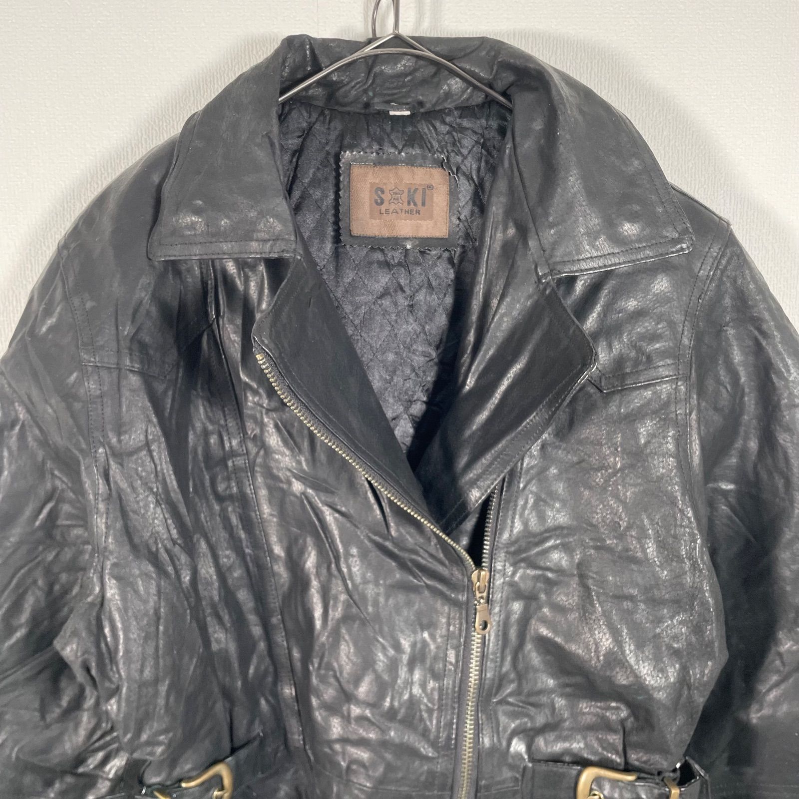 80s Euro Vintage genuine leather saki leather レザージャケット