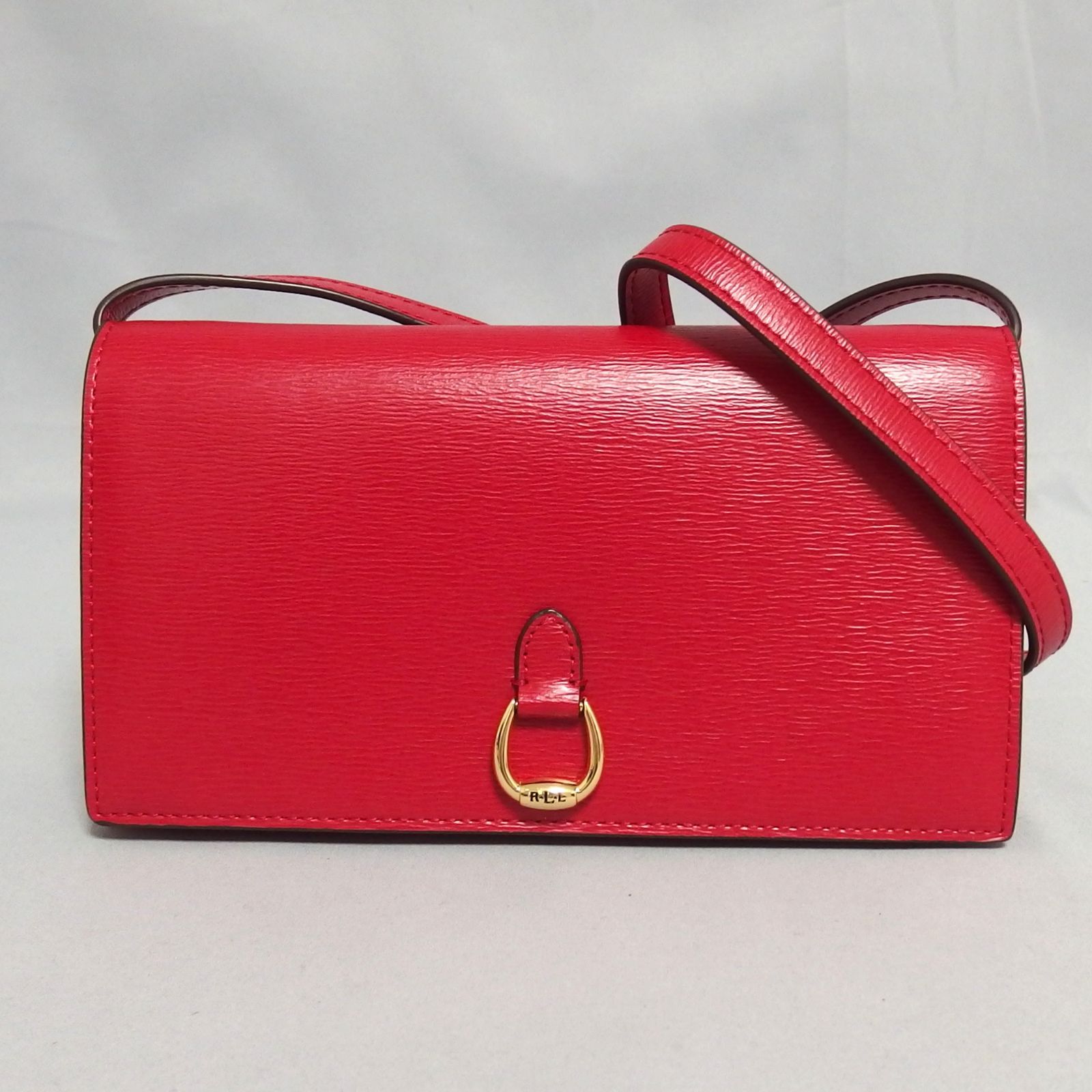 極美品☆RLL RALPH LAUREN レザー ショルダー ウォレット 赤 財布 