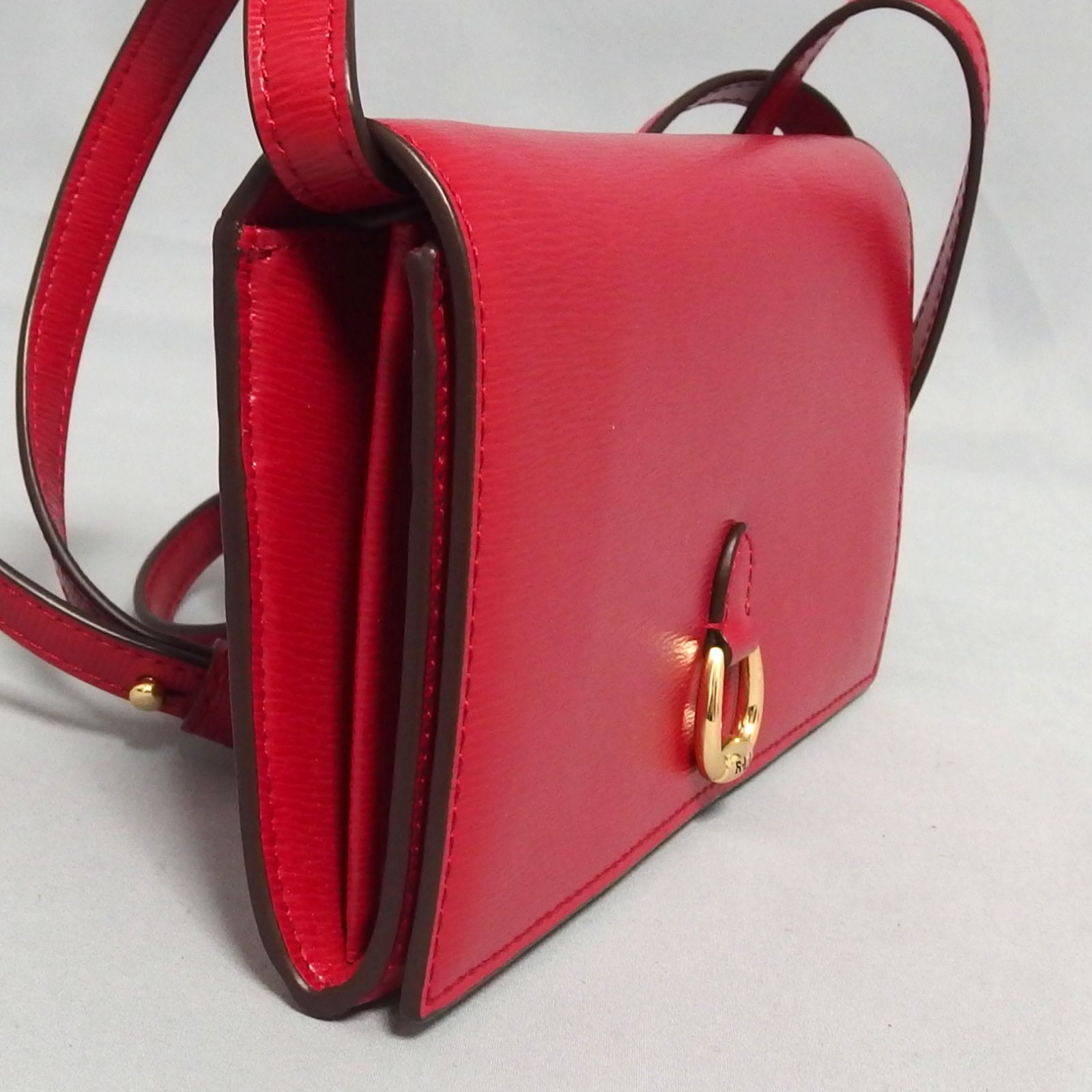 極美品☆RLL RALPH LAUREN レザー ショルダー ウォレット 赤 財布 