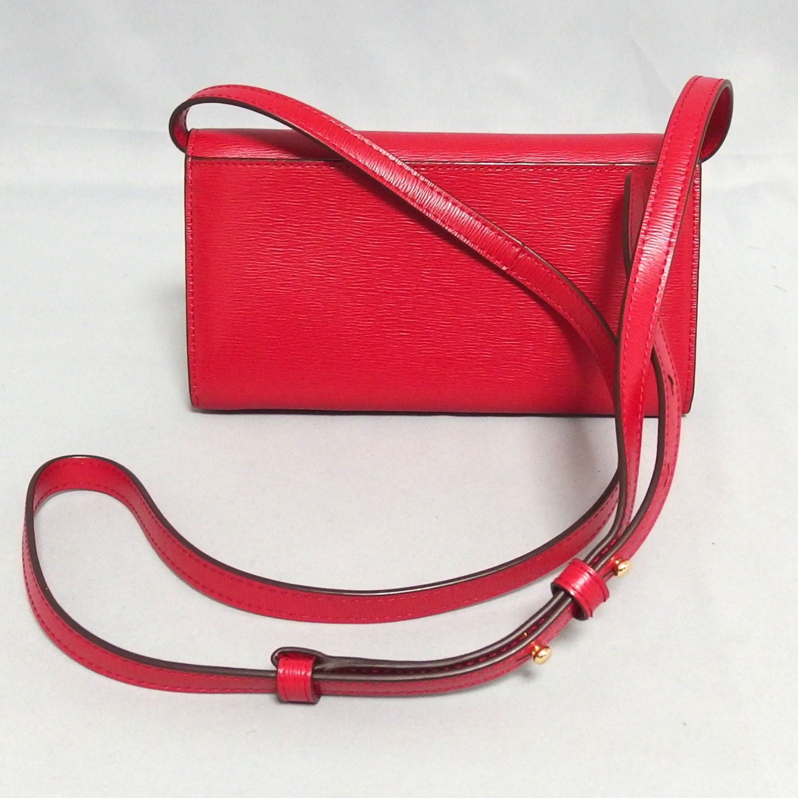 極美品☆RLL RALPH LAUREN レザー ショルダー ウォレット 赤 財布 