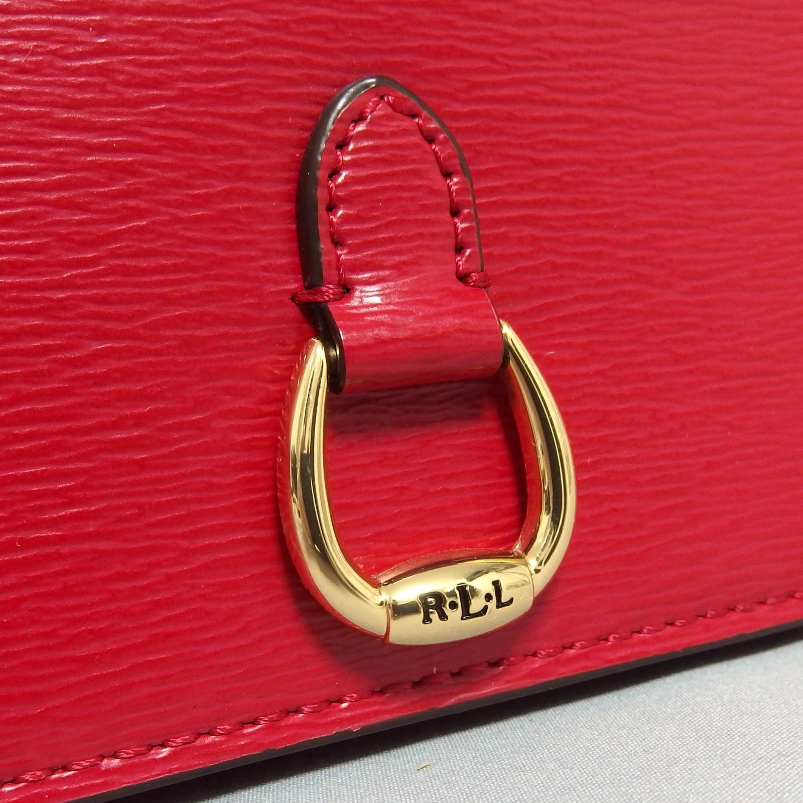 極美品☆RLL RALPH LAUREN レザー ショルダー ウォレット 赤 財布 