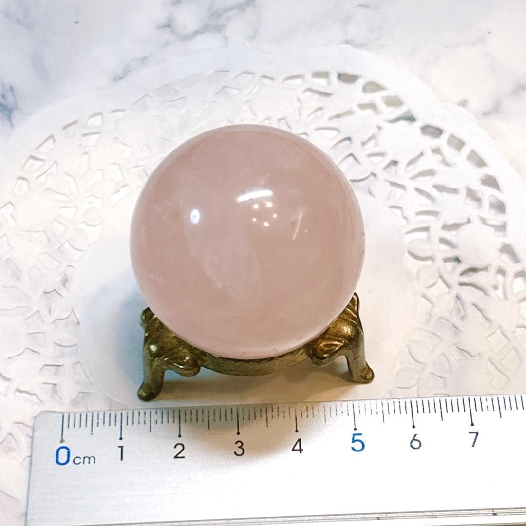  E17554 ローズクォーツ 38㎜ 球 スフィア Rose quartz 天然石 パワーストーン クリスタルワールド 小物整理棚 置物 インテリア小物