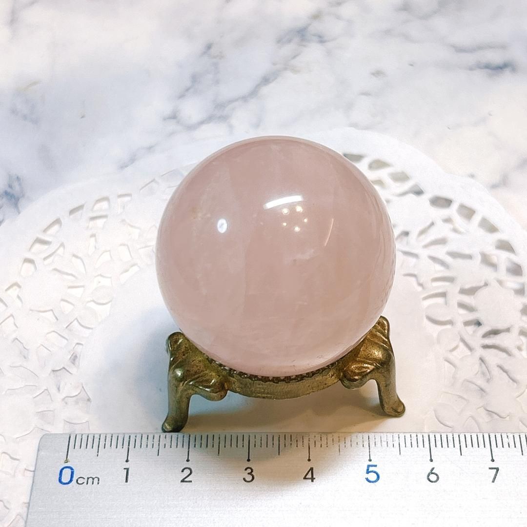 E 17554 ローズクォーツ 38㎜ 球 スフィア Rose quartz 天然石 パワーストーン クリスタルワールド
