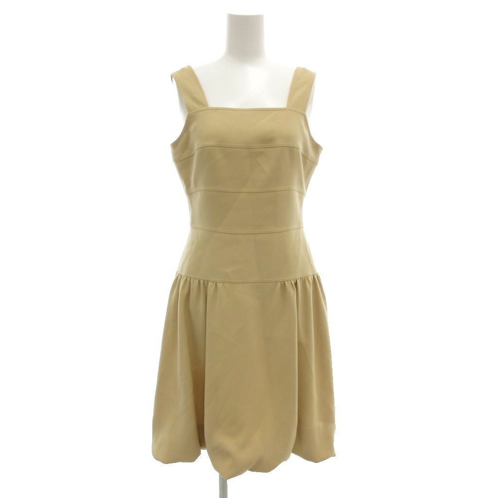 Rene ノースリーブ 膝丈ワンピース ベージュ ルネ Rene ノースリーブワンピース ひざ丈 スクエアネック バルーン