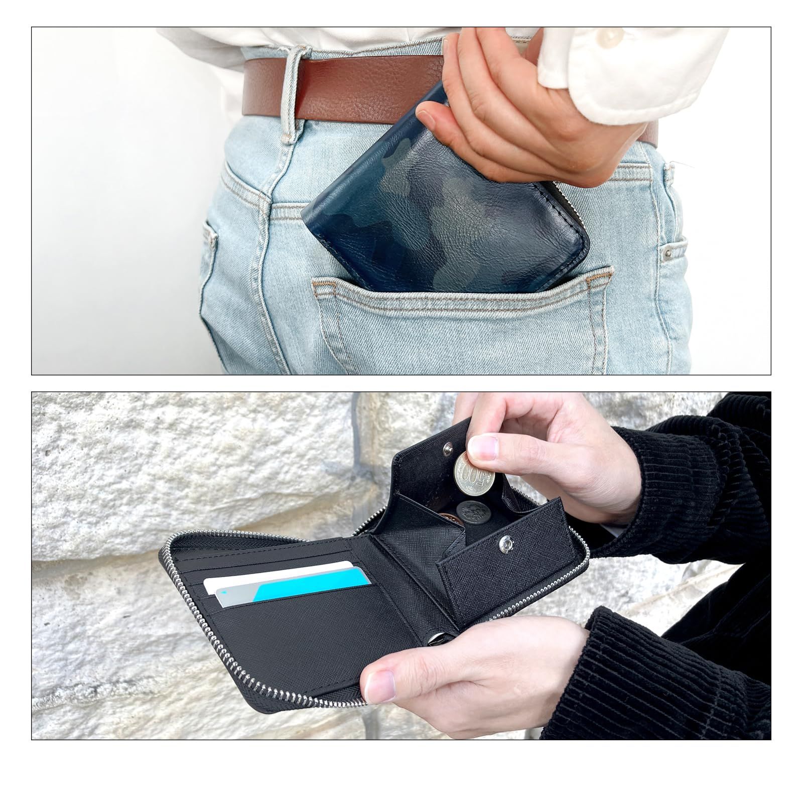 トレンディヤマギシ 迷彩柄 牛革 本革 革 財布 ラウンド型二つ折り財布 二つ折り ラウンドファスナー メンズ 2つ折り コンパクト カモフラージュ