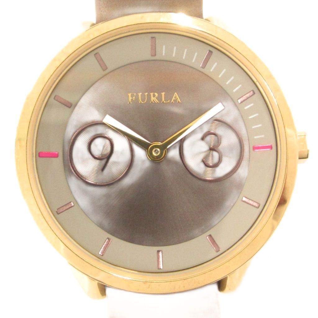 フルラ FURLA メトロポリス 腕時計 アナログウォッチ クォーツ ロゴ 茶 ブラウン ゴールドカラー |AE