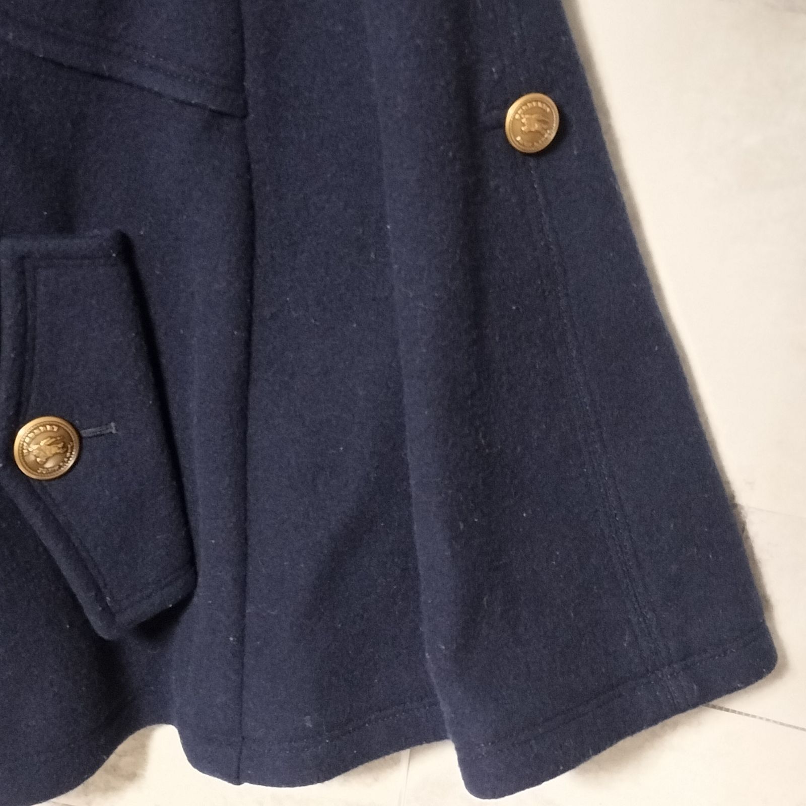 希少】BURBERRY BLUE LABEL 2way ウール メルトン ポンチョ コート 38