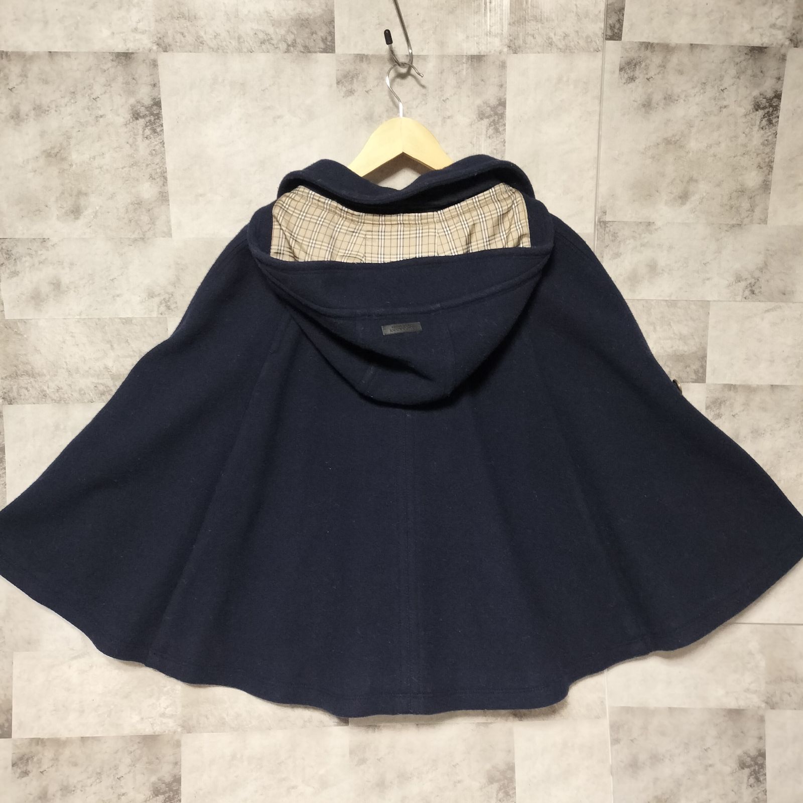 希少】BURBERRY BLUE LABEL 2way ウール メルトン ポンチョ コート 38