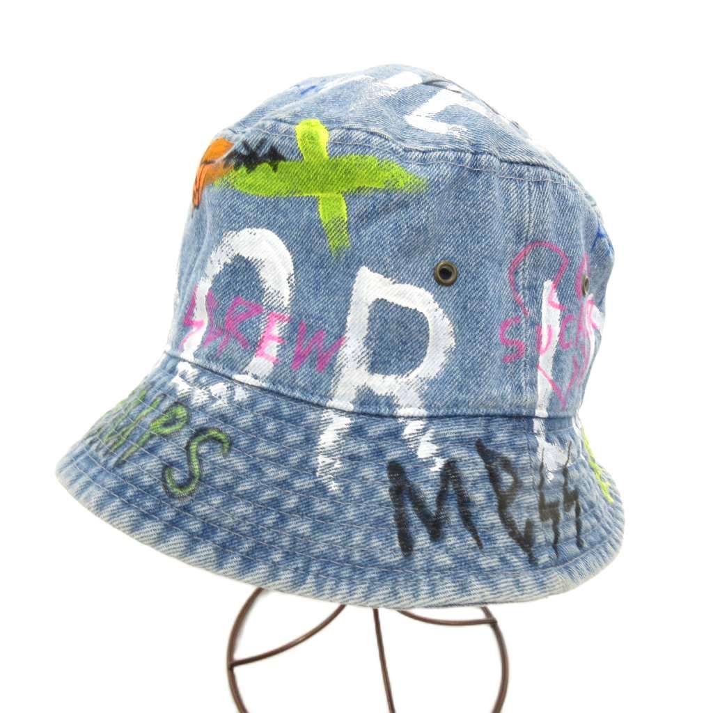 guernika バケットハット バケハ 帽子 ペイント デニム インディゴブルー マルチカラー |JS GY 19