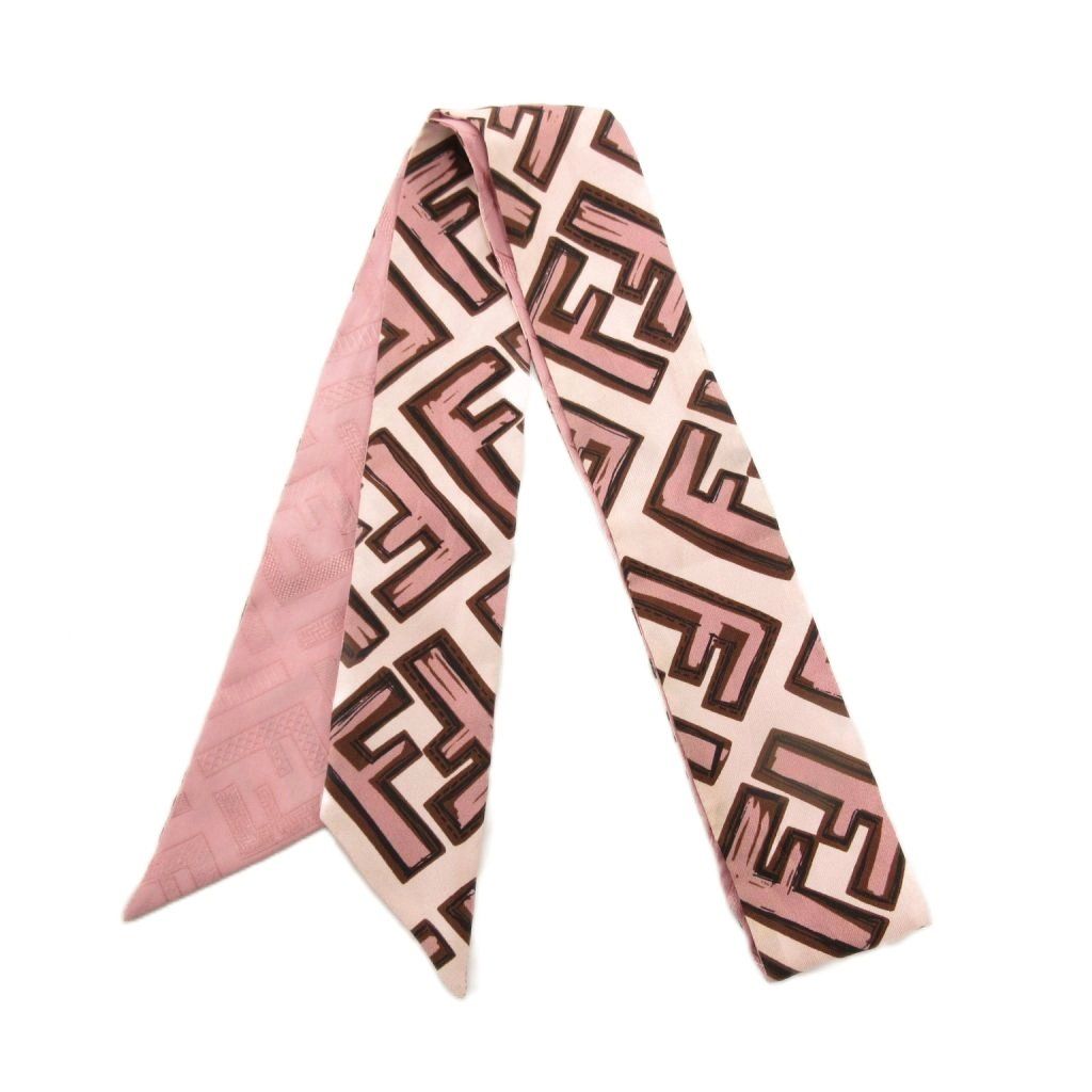 フェンディ FENDI ラッピー リボンスカーフ ボウタイ ズッカ柄 ピンク