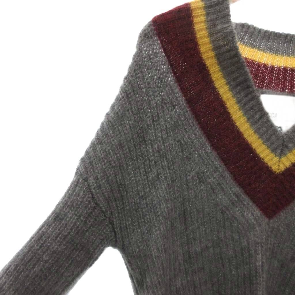 ティッカ TICCA ニット セーター モヘヤ F グレー 長袖 Vネック ライン