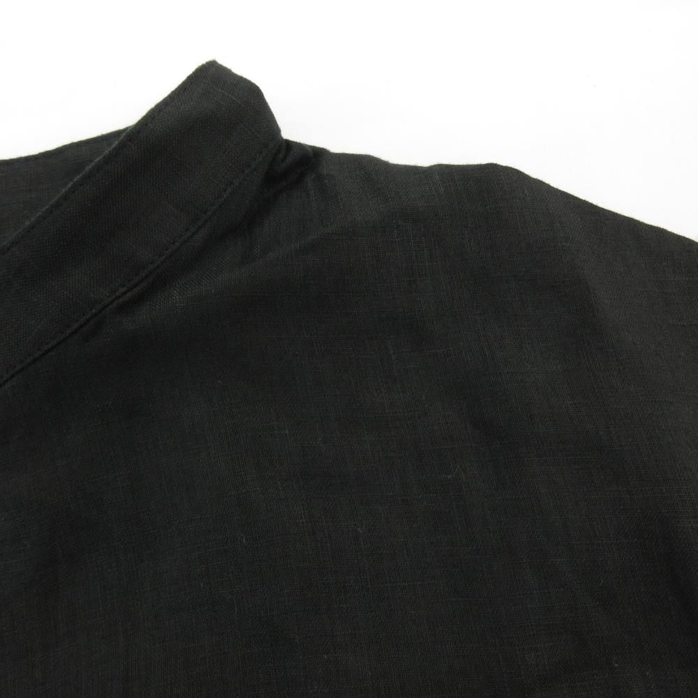 Theory リネンブラウス 黒 セオリー Theory 25SS RELAXED LINEN SLIT BOXY TOP ノースリーブ