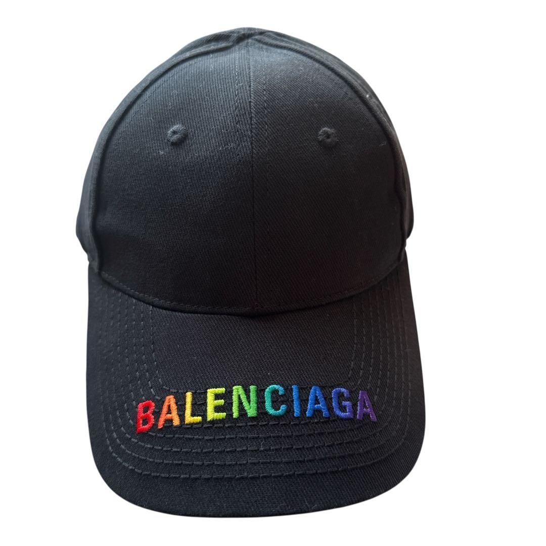 【極美品】バレンシアガ キャップ エブリデイ レインボー ブラック バレンシアガ BALENCIAGA キャップ 帽子 レインボー 虹色 Lサイズ