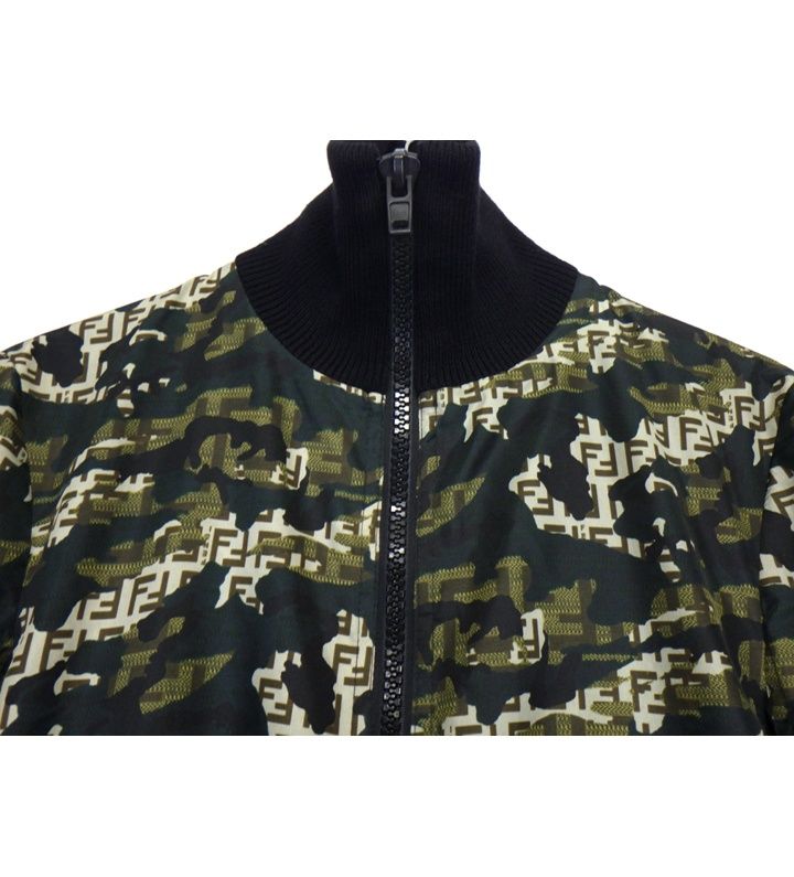フェンディ FENDI ズッカ柄 迷彩 カモフラ リブ ブルゾン ジャケット