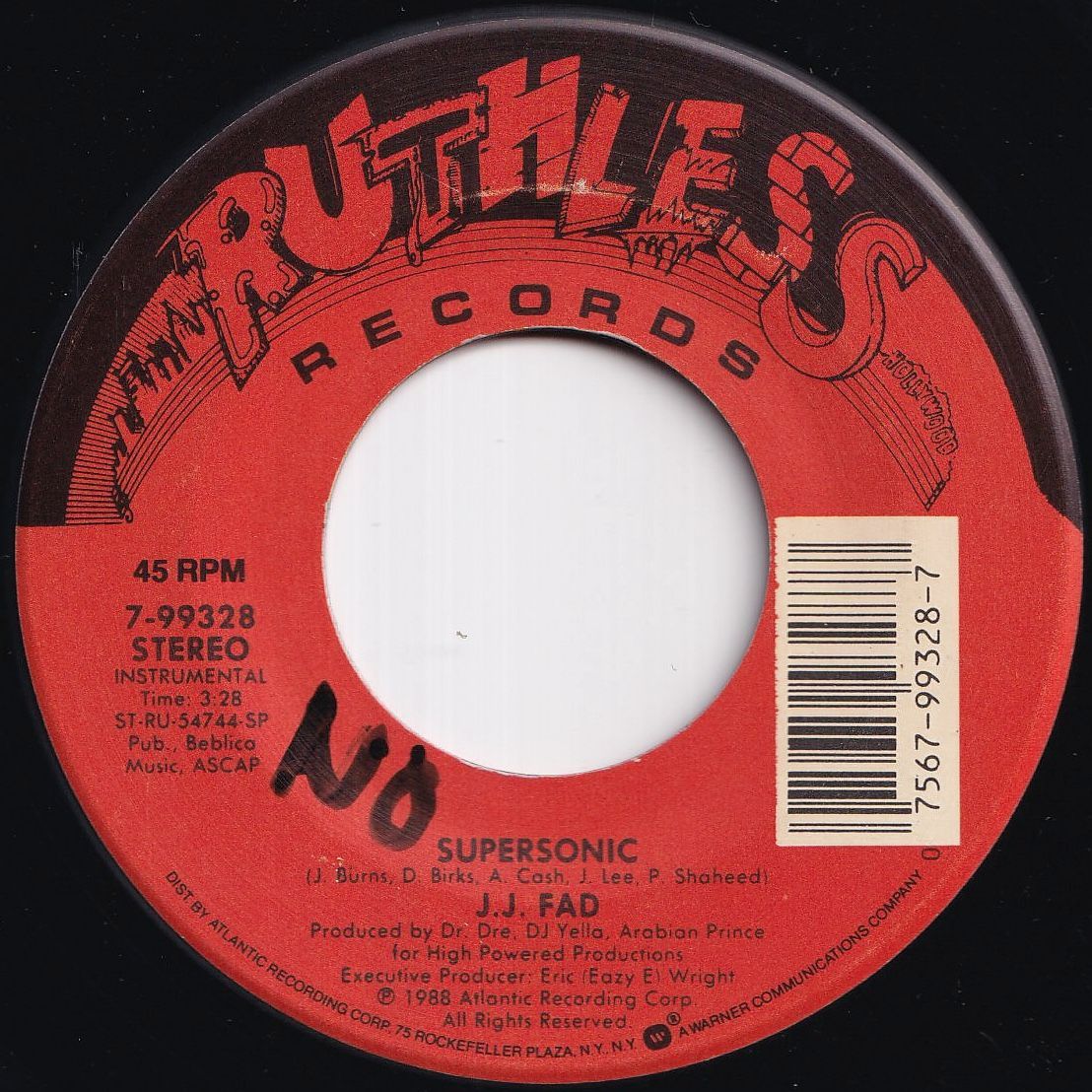 JJJレコード J.J. Fad Supersonic / (Instrumental) Ruthless US 7-99328 213689