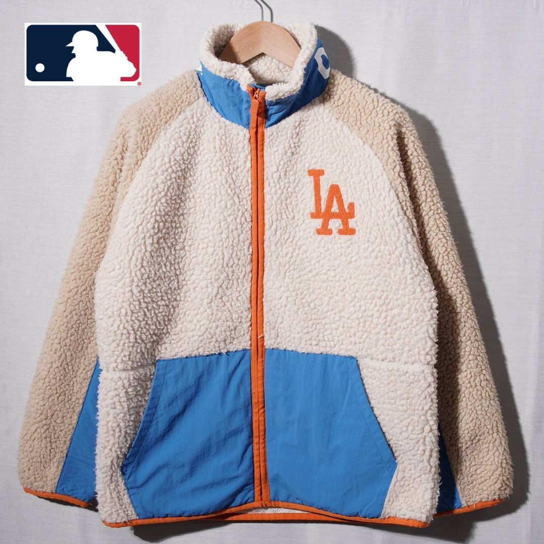 極美品 MLB ロサンゼルス ドジャーズ フリース M〜L 相当 クリーム