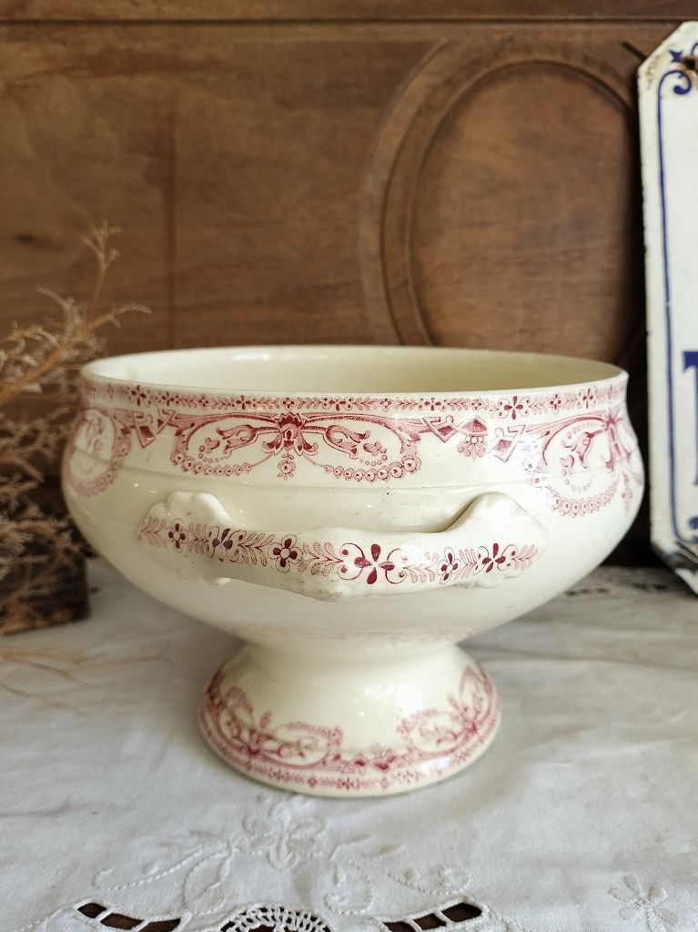 フランス アンティーク 絵つき 赤い 素敵な スーピエール サンタマン