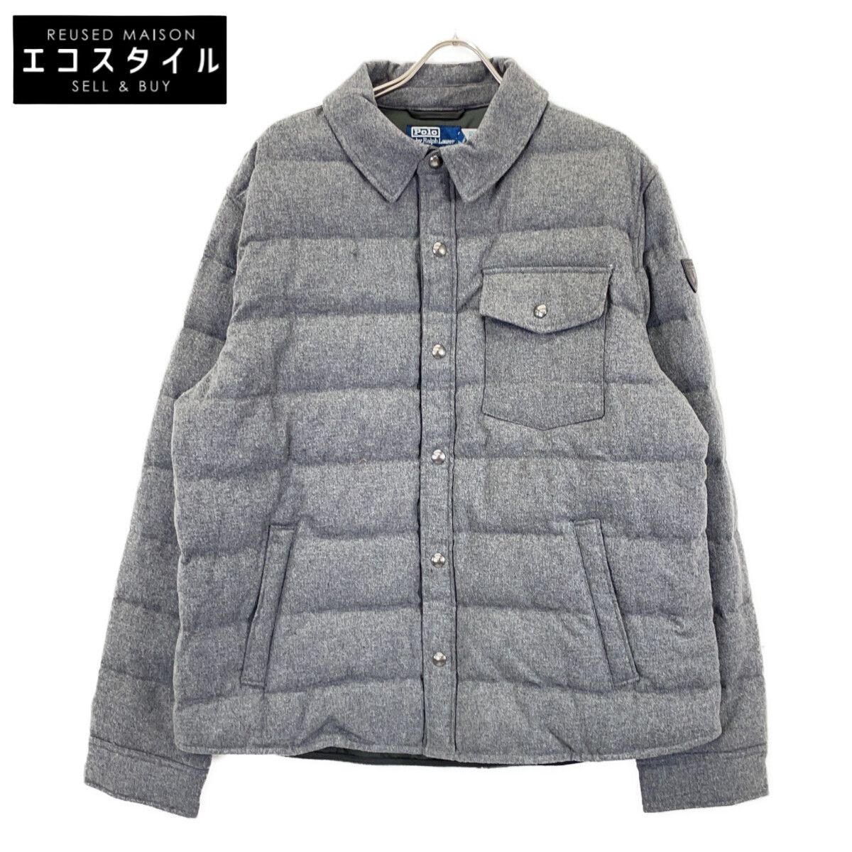 POLO RALPH LAUREN ポロ ラルフローレン ｸﾞﾚｰ Quilted Wool-Blend Down Jacket XL