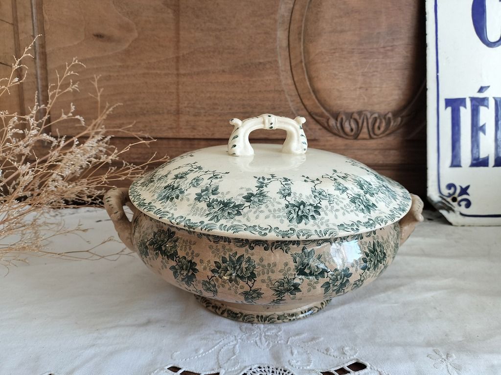 フランスアンティークジャピー社ダブルパンジーホーロースーピエールチューリーン フランスアンティークジャピー社ダブルパンジーホーロースーピエール