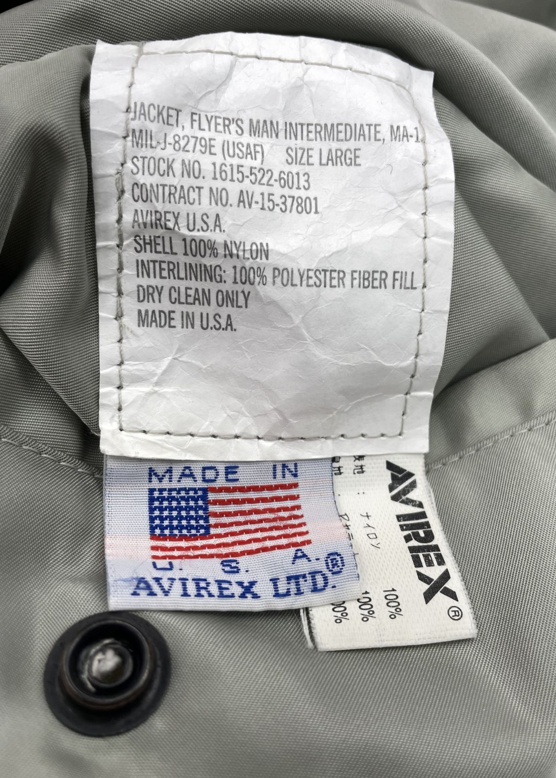 AVIREX アヴィレックス 90's MA-1 made in USA MIL-J-8279E ミリタリー