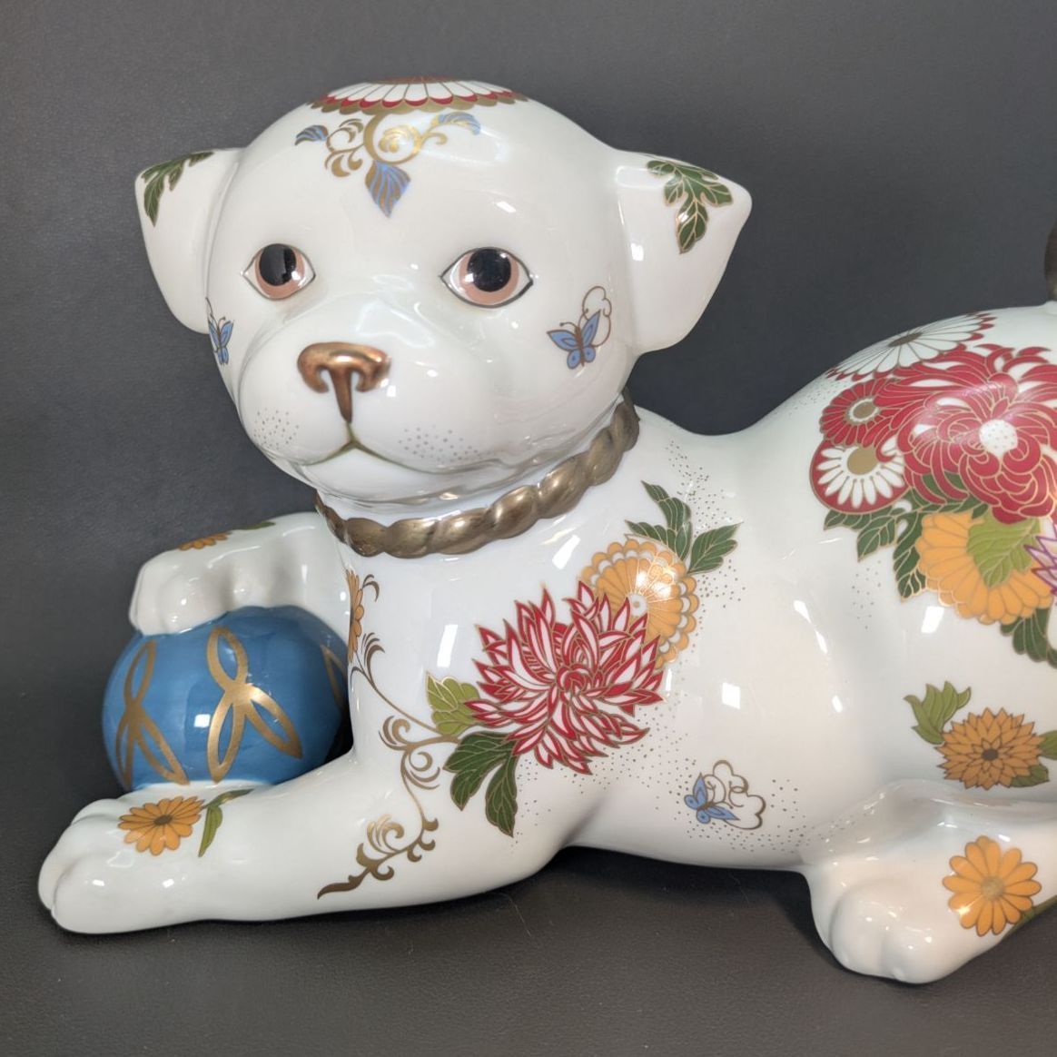 美品★フランクリンミント バンビ 鹿 花模様 陶器 置物 金彩 フィギュリン 美品☆フランクリンミント バンビ 鹿 花模様 陶器 置物 金彩 フィギュ