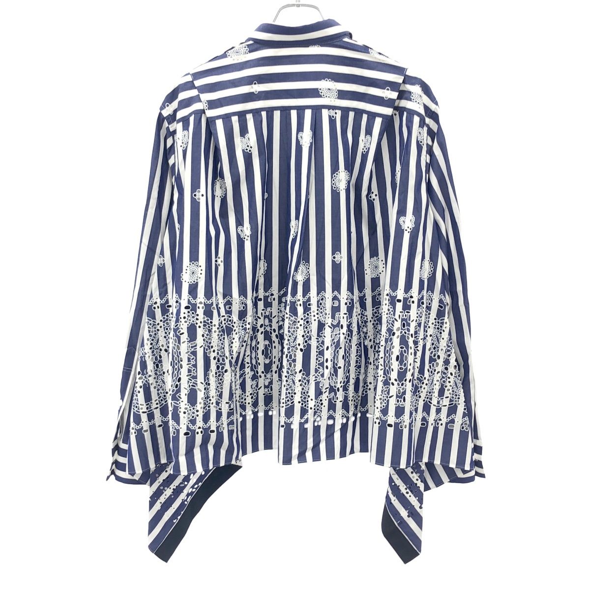 sacai サカイ 21SS BANDANA OPAL SHIRT バンダナオパールストライプシャツ 21-05695 ブルー 4 sacai サカイ 21SS BANDANA OPAL SHIRT バンダナオパールストライプ