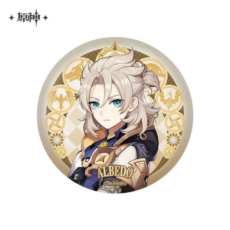 原神・公式 新工法 缶バッジ（モンド城）ドゥリン アルベド フィッシュ