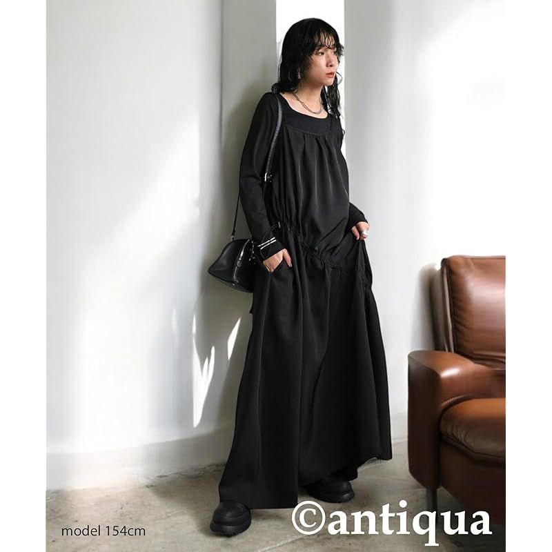 antiqua アンティカ ドロスト キャミワンピ レディース ロング PK-01188 Onesize 05 ブラック